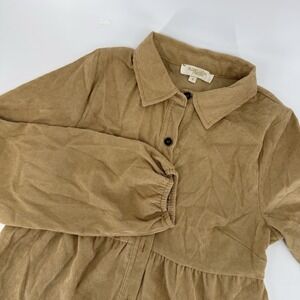 Rebellion Again Corduroy Tiered 90's Shirt Dress Small Hippy Boho Vintage Y2K